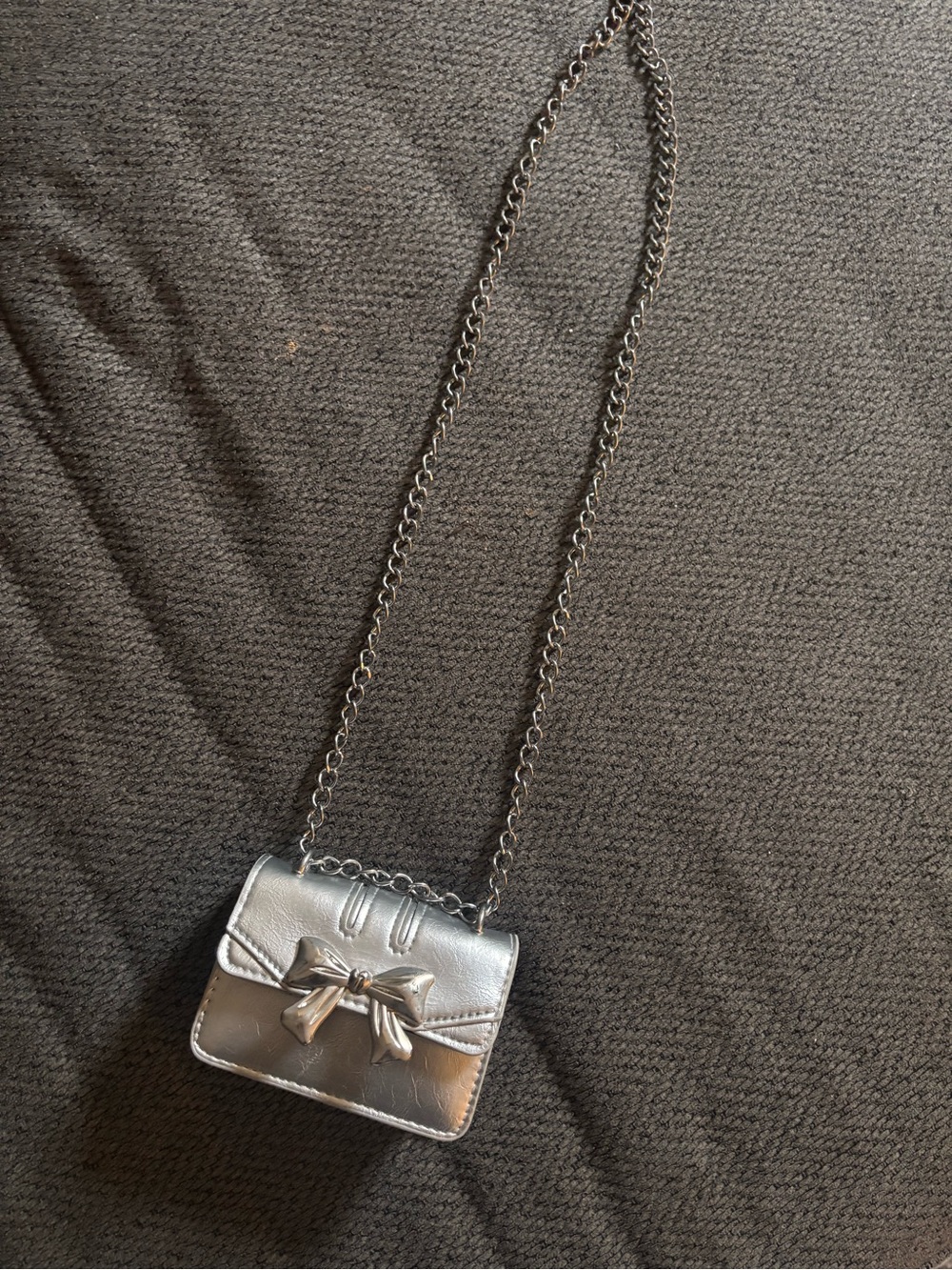 Silver Bow Accent Crossbody Bag for Women
